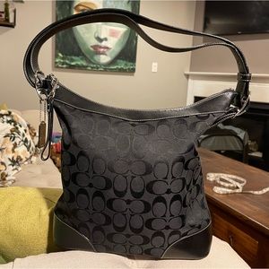 Coach Chelsea Signature Black Canvas Leather Crossbody Handbag - 6356